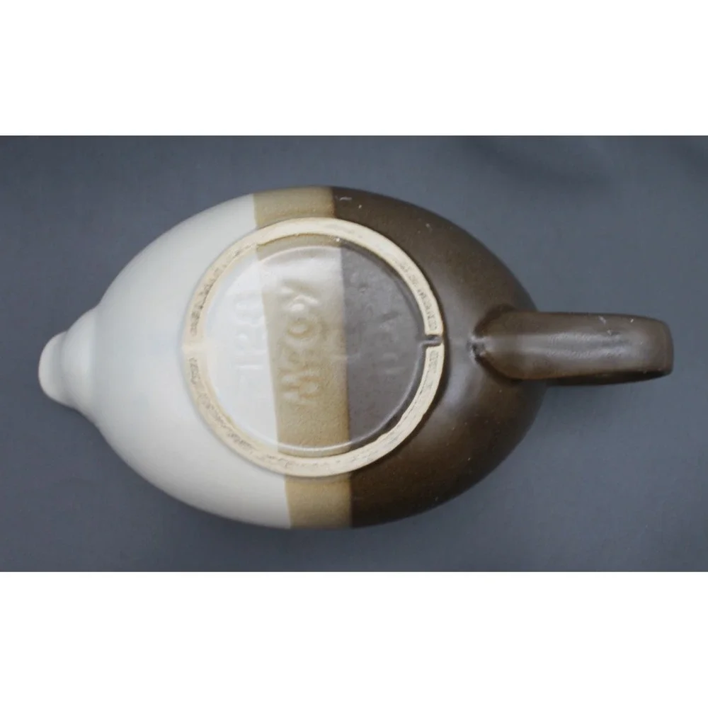 McCoy Pottery Gravy Boat Brown Tan Glaze Stripe Vintage USA